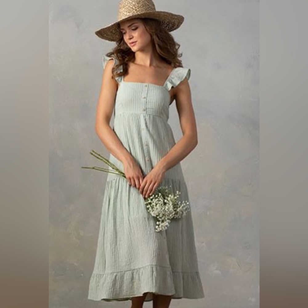 By the River midi dress - light pistachio color, size M